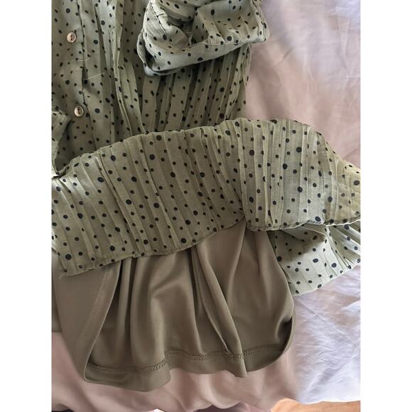 ZARA Polka Dot  collared Button-Front Shirt Dress – Long Sleeve Light Green Midi - Picture 10 of 10